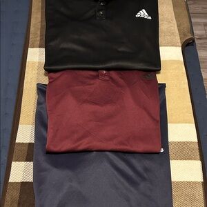 Adidas Polo Shirt Trio - Black, Burgundy, and Navy (sold together)